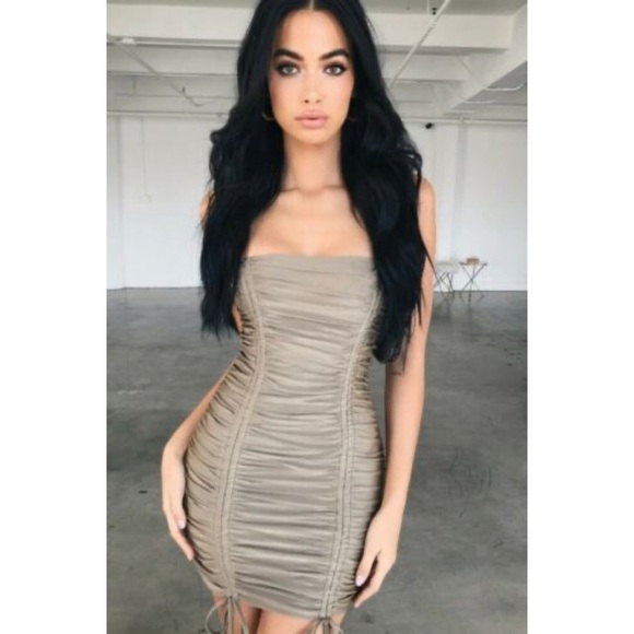 Tiger Mist Dresses & Skirts - Tiger Mist Zion olive green dress scrunch cami bodycon mini